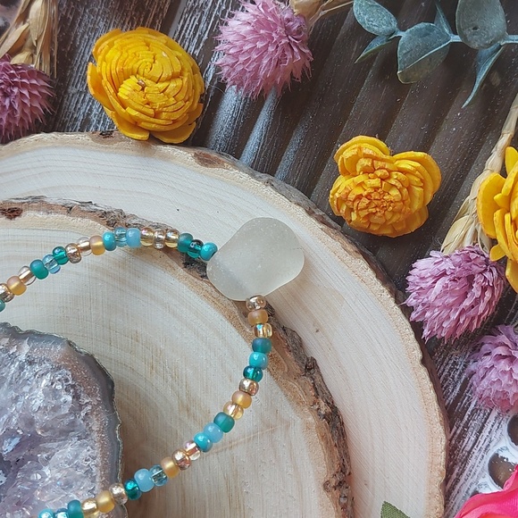 Beach Glass Necklace, Sea glass Necklace, Boho, Blue - Picture 12 of 12
